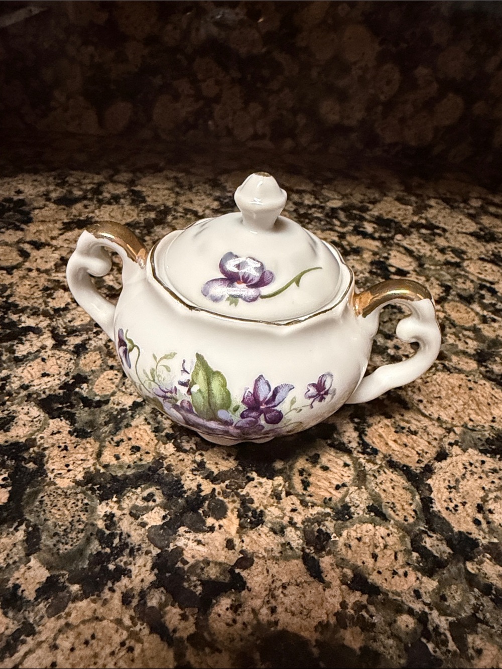 Kelvin Hand-Painted White Porcelain Sugar Bowl with Floral Design